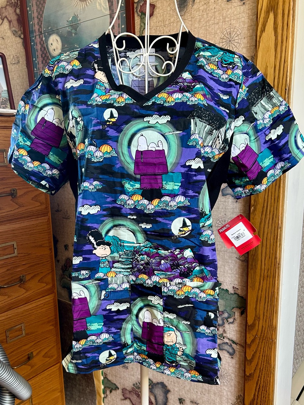 Charlie Brown Halloween Scrub Top